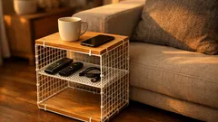 Bočný stolík k pohovke lacno: jednoduché DIY bez vŕtania a náradia