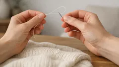 Ako rýchlo opraviť ťahanec na oblečení bez šitia: trik s ihlou a niťou