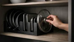Lacný trik na organizáciu kuchynskej skrinky: panvice a pokrievky konečne bez hrkotania
