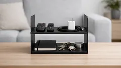 Jednoduchý trik na uprataný konferenčný stolík: mini-regál z dvoch stojanov na knihy