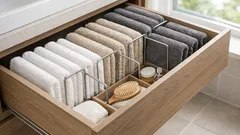 Trik s bookendmi: ako uložiť uteráky do zásuvky, aby sa už nikdy nerozpadli